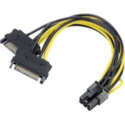 Akasa tok adapter [2x električni moški konektor SATA - 1x 6-polni moški konektor PCI-e] 0.15 m črna\, rumena, (20414223) Cene