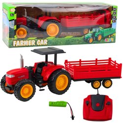 Rc poljoprivredni traktor na daljinsko upravljanje s prikolicom crvene boje Cene