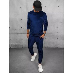 DStreet Men's navy blue velor tracksuit AX0708 Cene