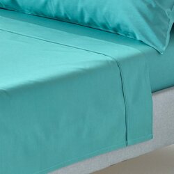 HOMESCAPES Teal Ploščato pregrinjalo iz egiptovskega bombaža, 200 niti, 270x300 cm, (20750378) Cene