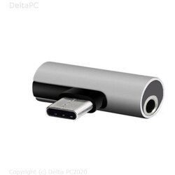 Setty adapter USB-C - audio jack 3,5mm + USB-C AD-C-JC-7 sliver Cene