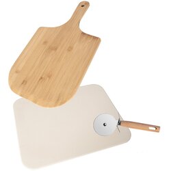 Gusto Casa Kamnita plošča za pizzo 38x3x1CM + lopar + kolesce / keramika, les inox, (20825683) Cene