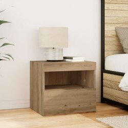  Noćni ormarić s LED svjetlima obrtnički hrast 50x40x45 cm Cijene