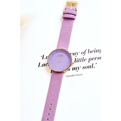 Ernest Women's Analog Suede Watch Without Nickel Purple Cene
