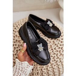 VINCEZA girls Moccasins With Bow Eco Leather Black Avallesa Cene