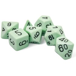 Chessex kockice - opaque - polyhedral - pastel green-black (7) Cene