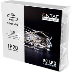 Entac 4m 80 LED božično - novoletne micro LED lučke na baterije 3 x AA hladno bele Cene