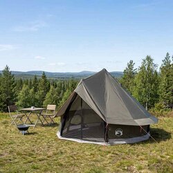Tipi šator s krovom Smeđa siva 250 x 250 cm Poliester i čelik Cene