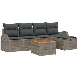 vidaXL Set od 6 komada vrtnih sofa s jastučićima siva poli ratan, 2-sjedalna vrtna sofa sa skladištem i jastučićima siva poli ratan Cijene