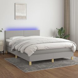 vidaXL Krevet box spring s madracem LED svjetlosivi 140x190 cm tkanina Cijene