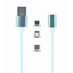 Gembird Magnetni polnilni USB kabel combo 3-v-1, srebrn, 1 m, (20442543) Cene