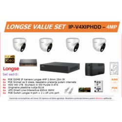 Longse IP POE SET IP-V4XIPHDD – 4MP + UPS Cene