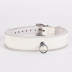 DEVIL STICKS Patent Leather Collar with Lamb Leather Backing White Cene