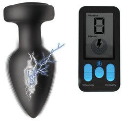Zeus Electrosex E-Stim Pro Silicone Vibrating Anal Plug with Remote Cene