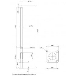 Stub STUB SA STOPOM 4M GALVANIZOVAN CRNI Cene