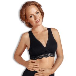 Carriwell nedrček za dojenje, čipkast, organski bombaž, črni - XL black Cene