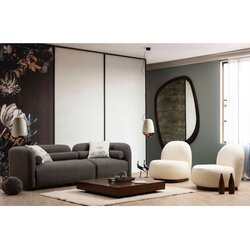  Victoria Grey Bouclette Grey 3-Seat Sofa Cene