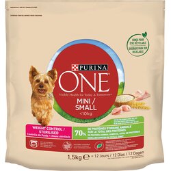 Purina One Mini Weight Control/Sterilised puran in riž - 9 kg (6 x 1,5 kg) Cene