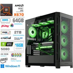 MEGA Računalnik TWR S11 R7-7800X3D/RTX5080/64GB-DDR5/2TB-4.0/1050W/Win11Home/črna RGB + Estetski napajalni kabli [Zelena / Črna], (5000130902) Cene