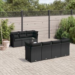 vidaXL 8-dijelni set vrtnih sofa od poliratana s jastucima crni Cijene