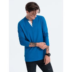 Ombre HENLEY men's neckline longsleeve - blue Cene