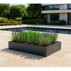 Herstera Garden Cube Low M | Metalna niska žardinjera za cvijeće | 375 L | Antracit - BRANDED IN EU Cene