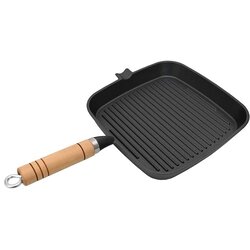 Grill Tava s Drvenom Ručkom Lijevano Željezo 20x20 cm Cene