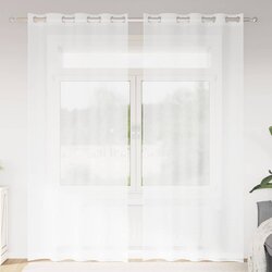 Voile zavjesa sa zavjesama 2 pcs Bijelo 260 x 140 cm Poliester Cene