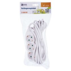 Emos podaljšek 3 šuko vtičnice 5M H05VV-F 3G1.5 pvc beli Cene