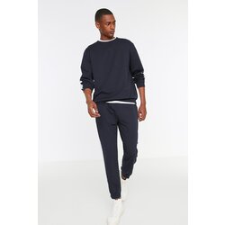 Trendyol Navy Blue Knitted Pajamas with Stripes. Cene