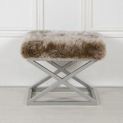 Atelier Del Sofa capraz plush - silver, brown silverbrown pouffe Cene