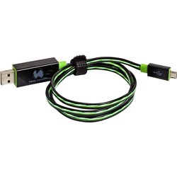 REAL POWER USB kabel USB 2.0 USB-A vtič\, USB-mikro-B vtič 0.75 m zelena z LED diodo 187656, (20416632) Cene