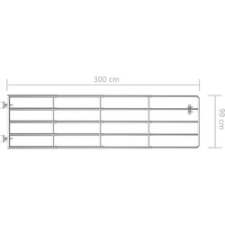 vidaXL vrata za polje s 5 šipki čelična (115 - 300) x 90 cm srebrna Cijene