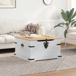 STORAGE box s policom Bijelo 78 x 78 x 45 cm Čvrsto borovo drvo - Bijelo Cene