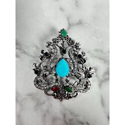 Kesi Brooch XZ459-191 silver + blue Cene