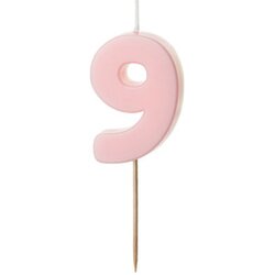 PARTY DECO svečka za rojstni dan številka 9, svetlo roza, 5,5 cm Cene
