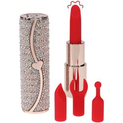 Loveline Candy - vibrator v obliki šminke s 4 nastavki (rožnate barve) Cene