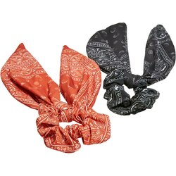 Urban Classics Accessoires Scarf Scrunchies with Bow XXL 2 Pack Orange/Black Cene