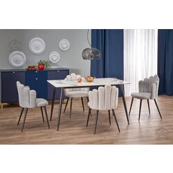 Halmar Blagovaonski stol Emilio 140 cm - bijeli mramor/crnа Cijene