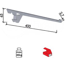 Dabel nosač police modularni N5121 Silver 400/63/2,7mm Q 1713115 Cene