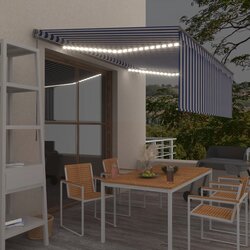 Tenda na ručno uvlačenje s roletom LED 4 x 3 m plavo-bijela Cene