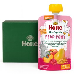 Holle Pire od kruške, breskve i maline s pirom "Pear pony" - Organski 100g , pakiranje 12komada, xxl Cene