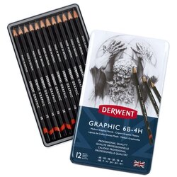 DERWENT Graphic Medium set grafitnih olovaka 6B–4H, 12 komada u metalnoj kutiji (34214) Cene