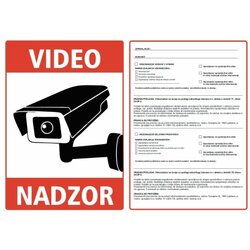 TECHTRADE Nalepka "VIDEONADZOR" A5 (190x133) rdeča + 77. in 78. člen ZVOP-2 Cene