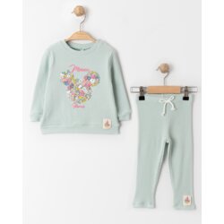 VIA GIRLS Kompletić za devojčice, majica i pantalone Minnie Flowers, Zeleni Cene