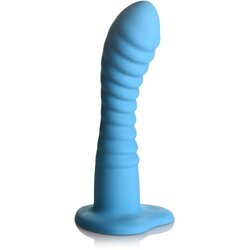 Simply Sweet Ribbed Silicone Dildo 7" Blue Cene
