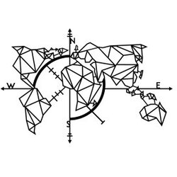 WALLXPERT Dekorativni metalni zidni dodatak World Map Metal Decor 2 Black Cene