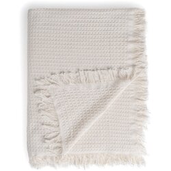 Ixia Kremno belo pregrinjalo iz recikliranega bombaža 260x280 cm Honeycomb – Cene