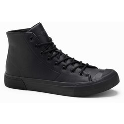 Ombre men's high-top sneakers with rubber toe - black Cene