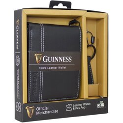 Guinness gift box: novčanik muški kožni 120x90x20 mm i kožni privezak GS01 guiness crna Cene